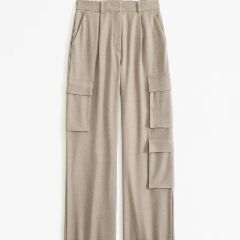 Brushed Suiting Tailored Cargo Wide Leg Pant